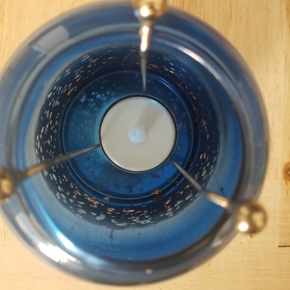 Cobalt blue/ silver mercury glass tealight holder - Picture 7 of 9